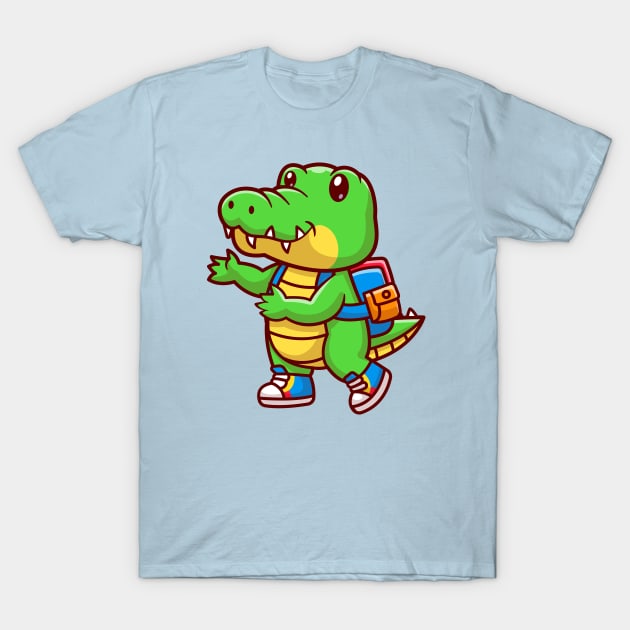 Cute Crocodile Back To School Cartoon T-Shirt by Catalyst Labs